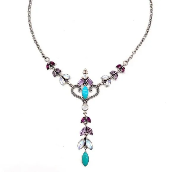 🌟NICKY BUTLER Turquoise Moonstone 8.4CT Sterling Silver Necklace Brand NEW - Picture 4 of 16